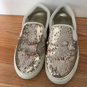 TORY BURCH SPARKLY SLIP ONS
